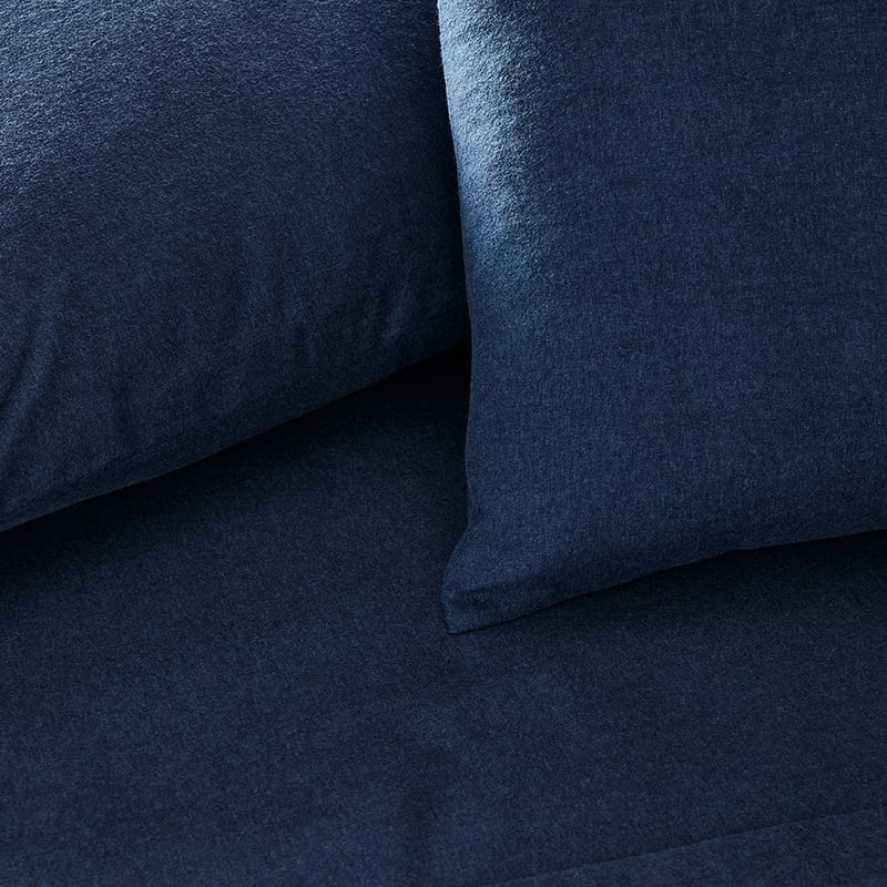 Plain Dyed Navy Flannelette Sheet Set