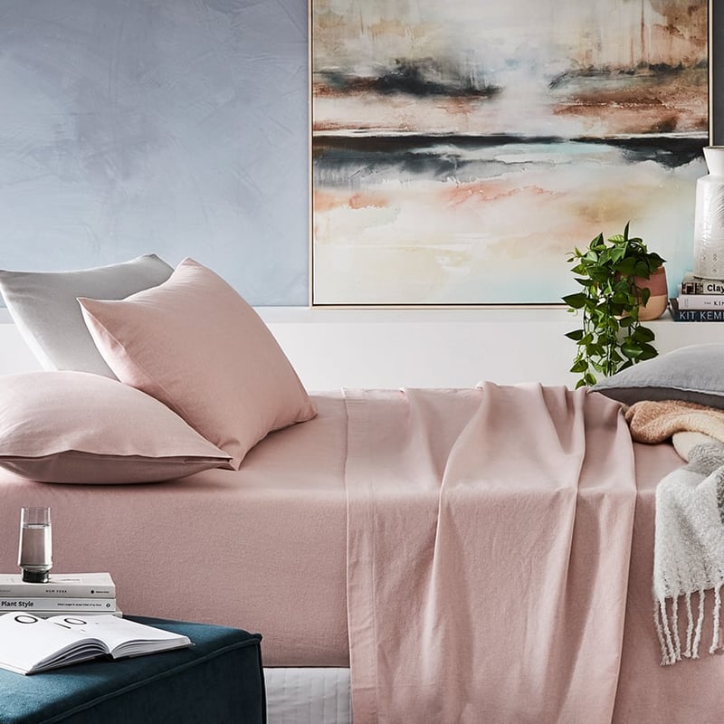 Plain Dyed Pink Flannelette Sheet Set