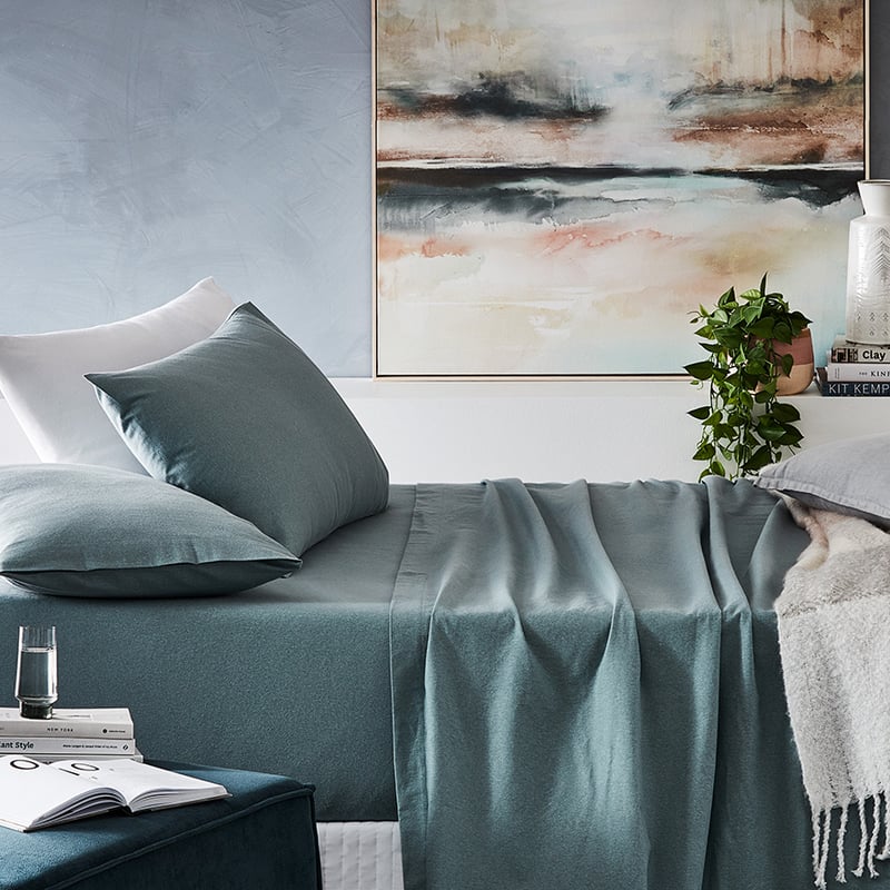 Plain Dyed Sage Flannelette Sheet Set