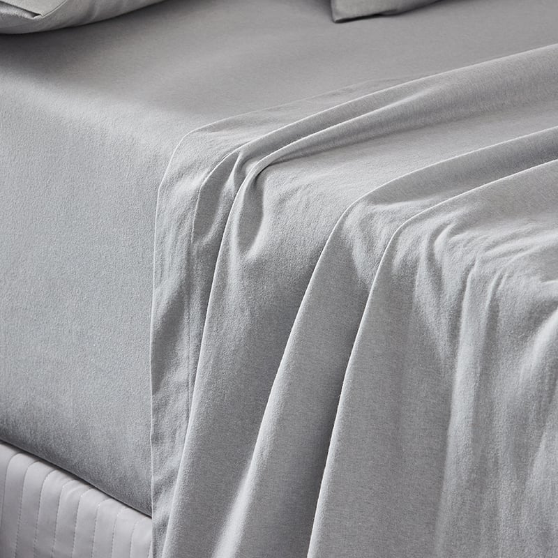 Plain Dyed Silver Flannelette Sheet Set