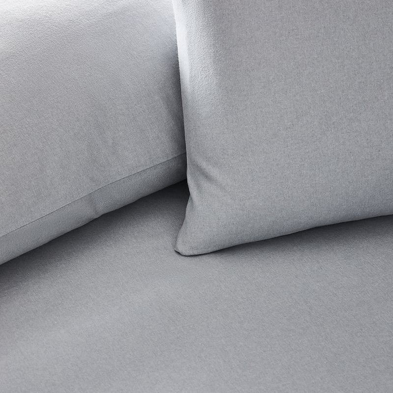 Plain Dyed Silver Flannelette Sheet Set
