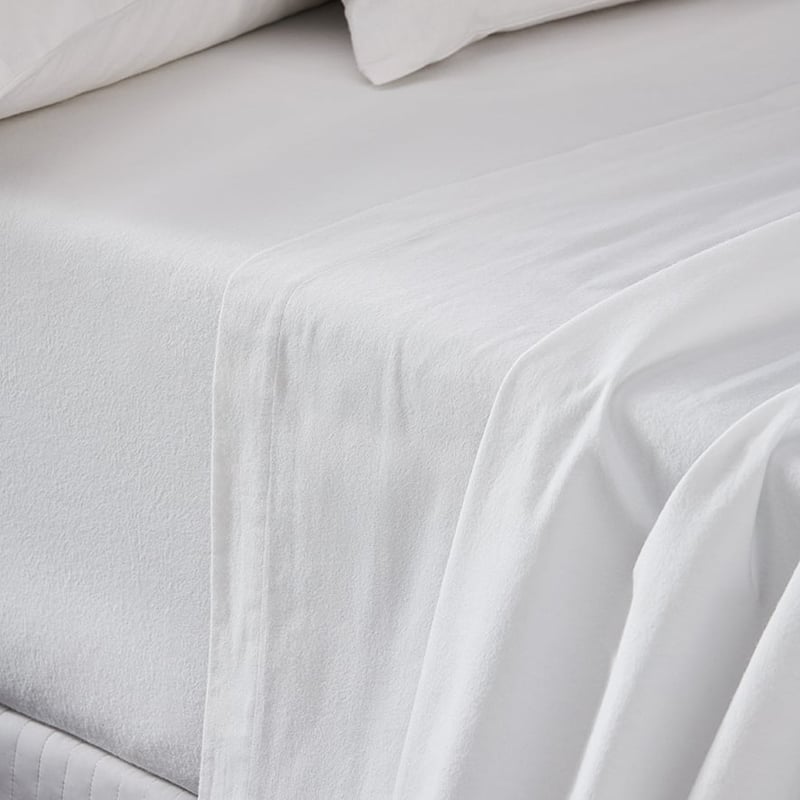 Plain Dyed White Flannelette Sheet Set