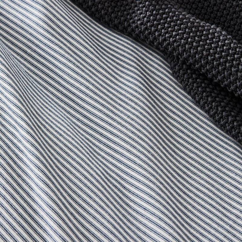 Printed Flannelette Navy Stripe Quilt Cover Set