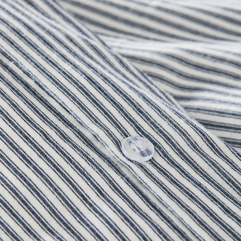 Printed Flannelette Navy Stripe Quilt Cover Set