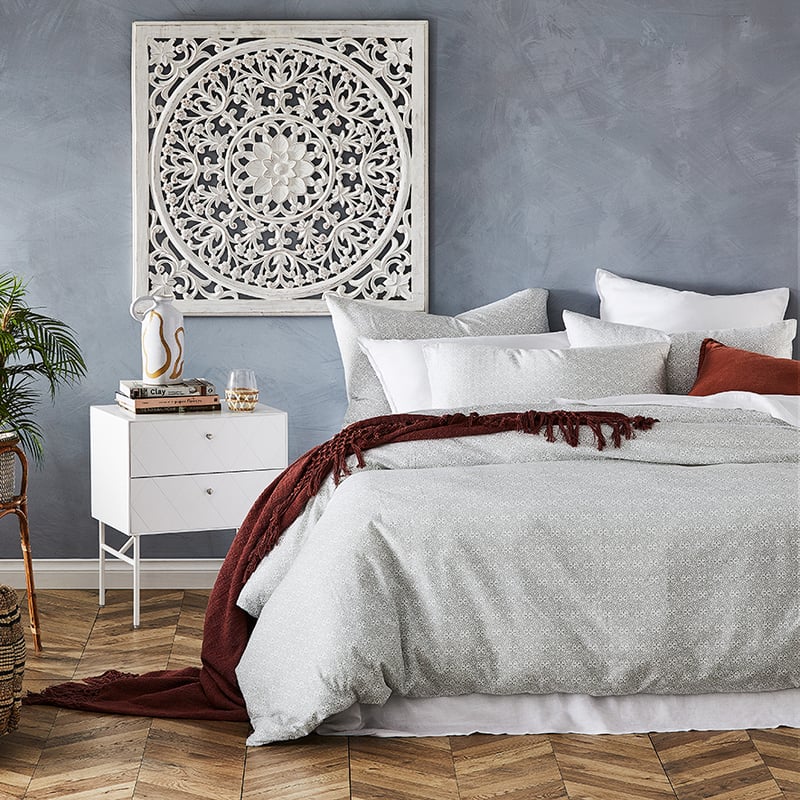 Printed Flannelette Silver Moroccan Quilt Cover Set