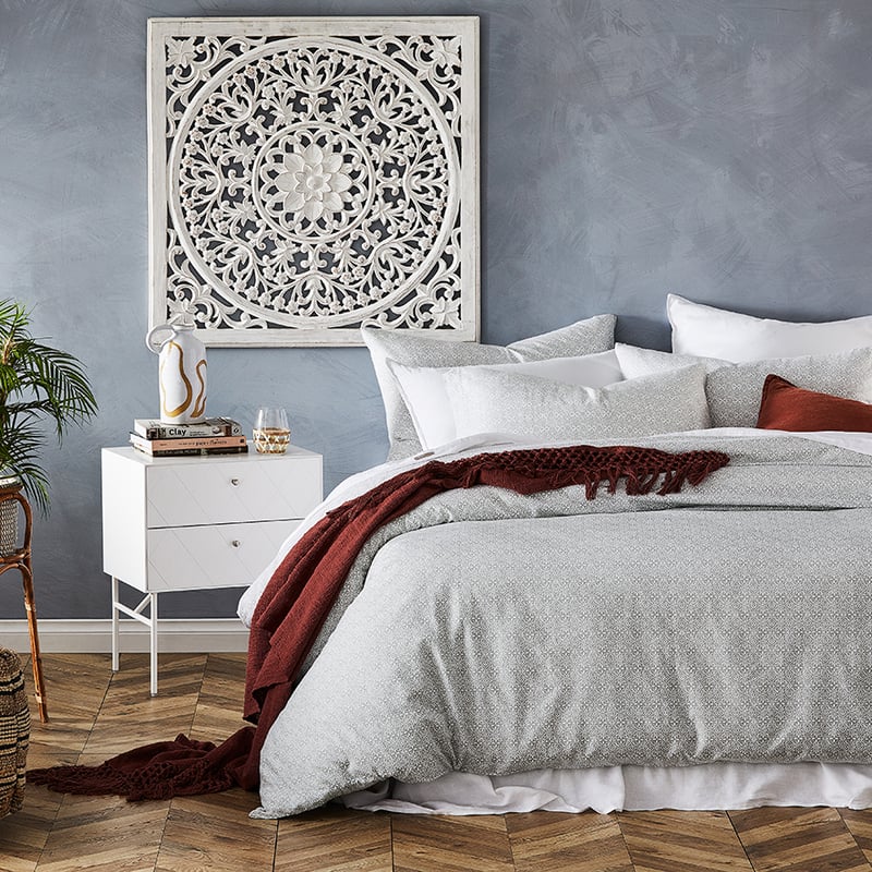 Printed Flannelette Silver Moroccan Quilt Cover Set