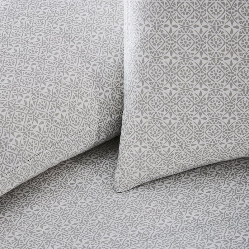 Printed Flannelette Silver Moroccan Sheet Set