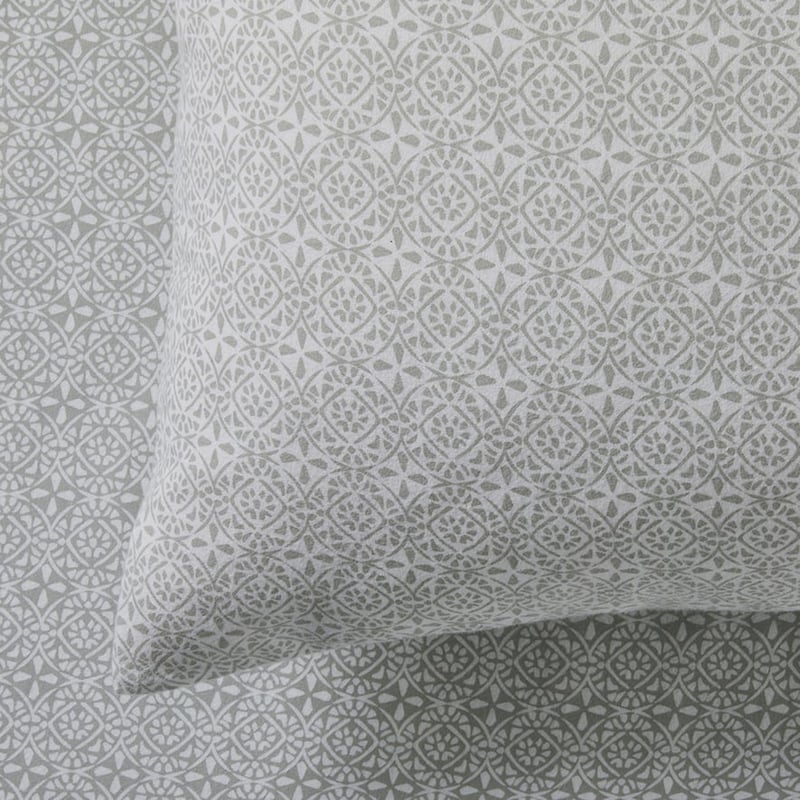 Printed Flannelette Silver Moroccan Sheet Set