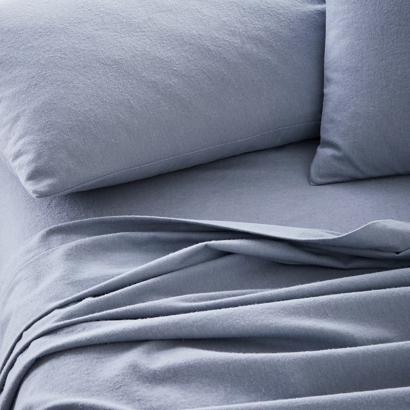 Flannelette Dusty Blue Sheet Set + Pillowcases
