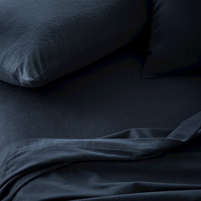 Flannelette Navy Sheet Set + Pillowcases