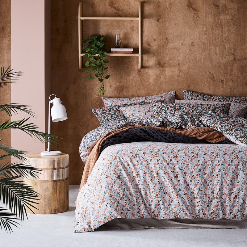 Printed Flower Bomb Flannelette Quilt Cover Set + Pillowcases