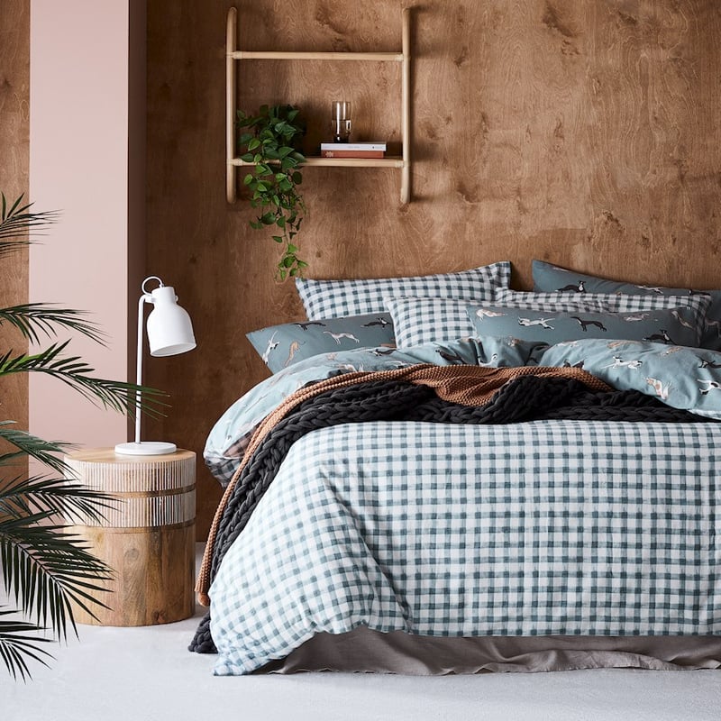 Printed Sage Dog Flannelette Quilt Cover Set + Pillowcases