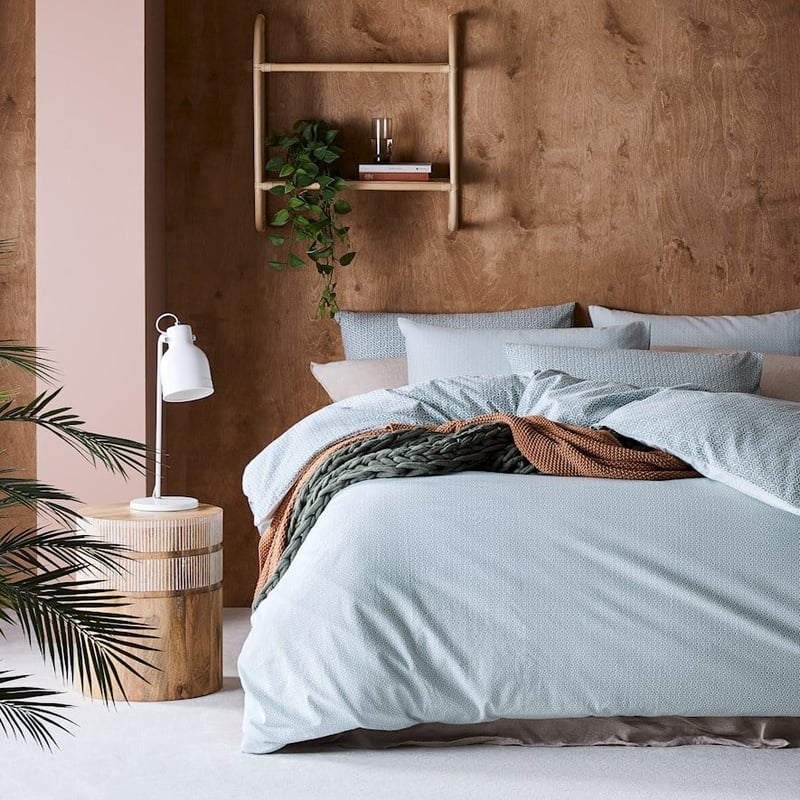 Printed Sage Tile Flannelette Quilt Cover Set + Pillowcases