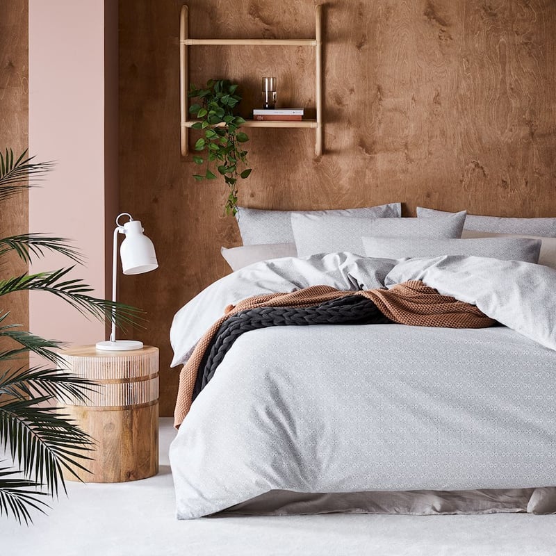 Printed Silver Moroccan Flannelette Quilt Cover Set + Pillowcases