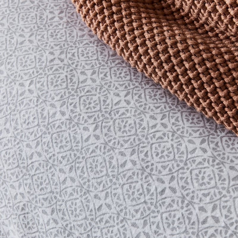 Printed Silver Moroccan Flannelette Quilt Cover Set + Pillowcases