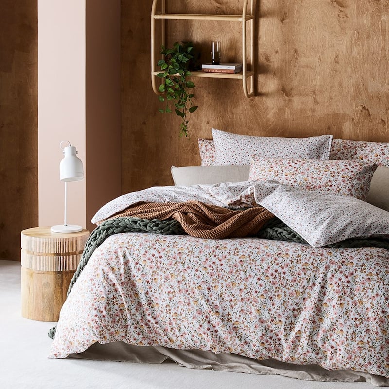 Printed Winter Floral Flannelette Quilt Cover Set + Pillowcases