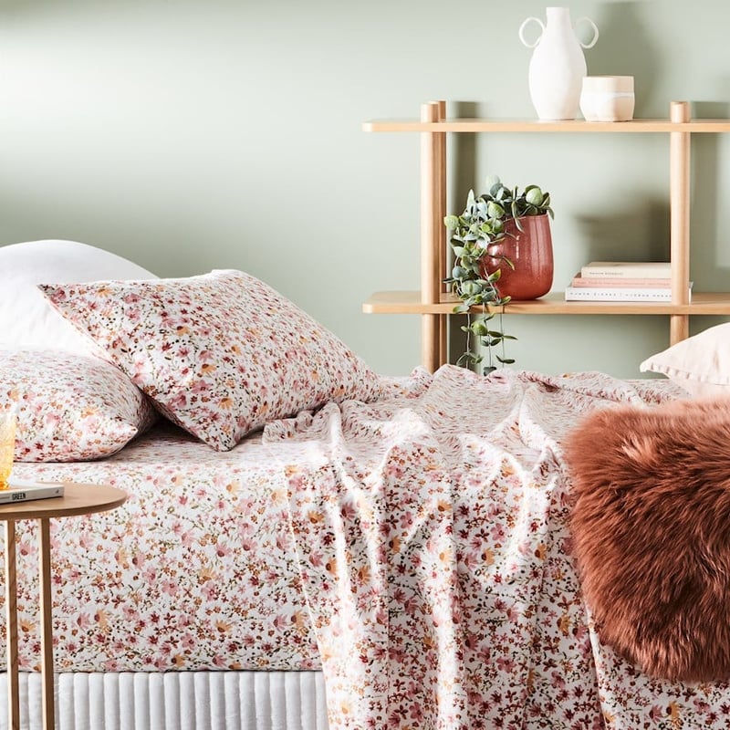 Printed Winter Floral Flannelette Sheet Set + Pillowcases