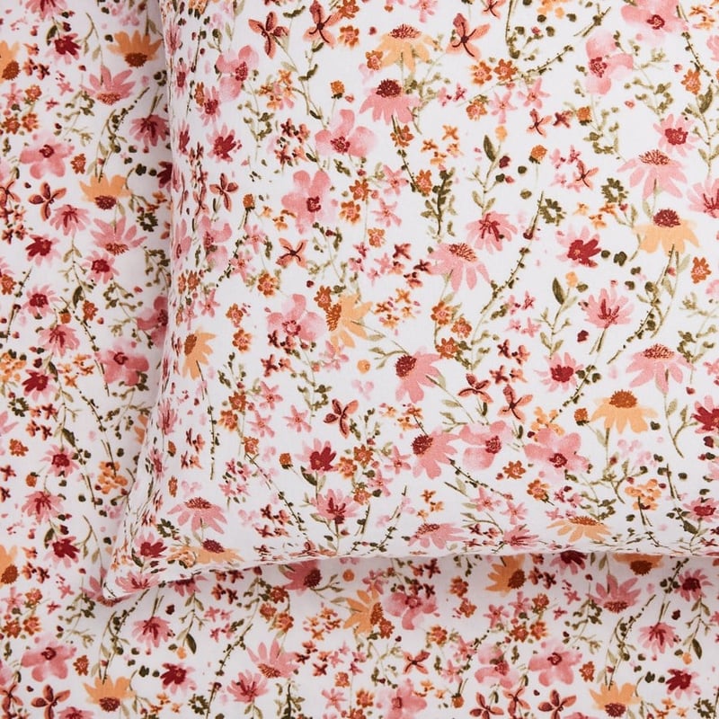 Printed Winter Floral Flannelette Sheet Set + Pillowcases