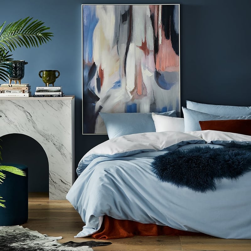 Super Soft Brushed Denim & White Flannelette Quilt Cover