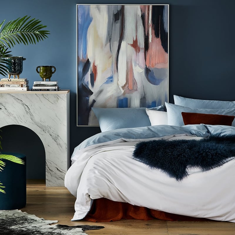 Super Soft Brushed Denim & White Flannelette Quilt Cover
