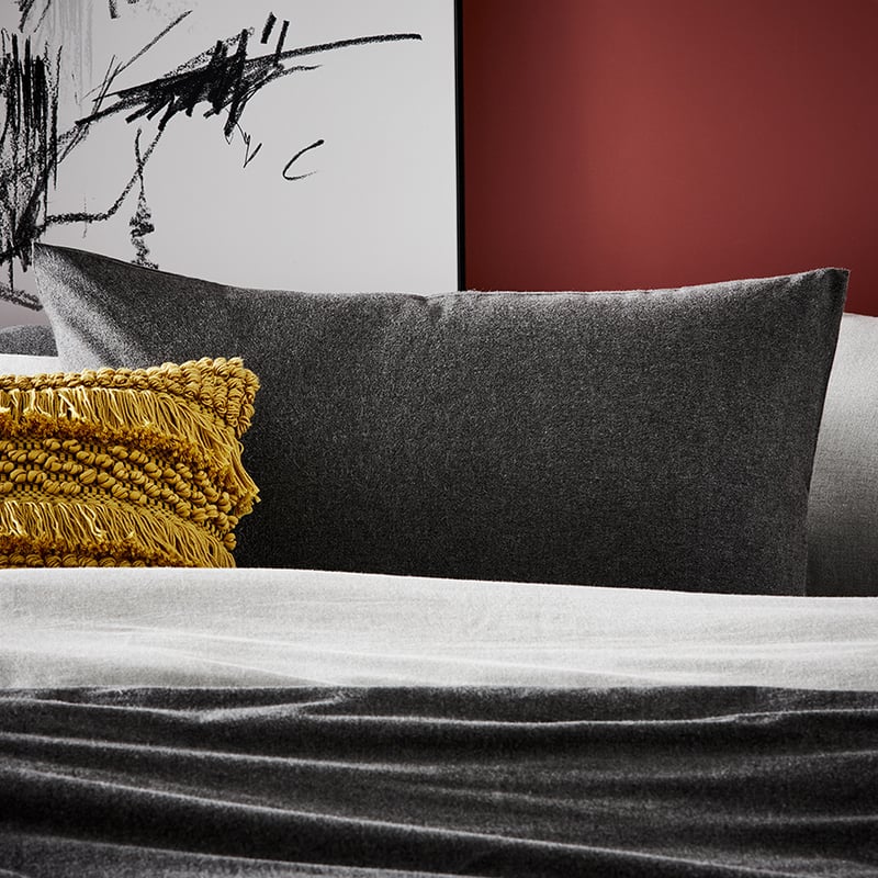 Super Soft Brushed Silver & Charcoal Flannelette Quilt Cover