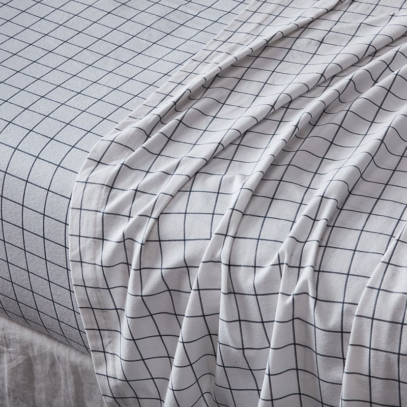Printed Flannelette Grid Sheet Set