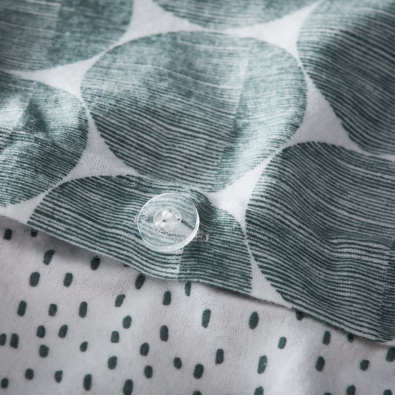 Printed Flannelette Sage Spot Quilt Cover Set