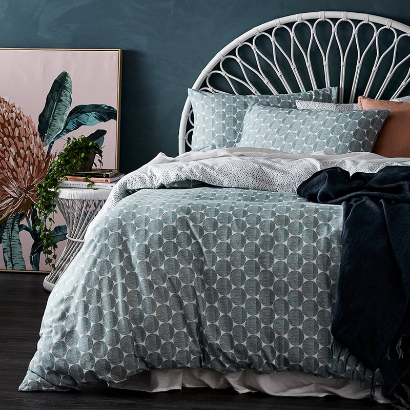 Printed Flannelette Sage Spot Quilt Cover Set