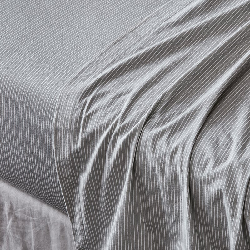 Printed Flannelette Silver Stripe Sheet Set