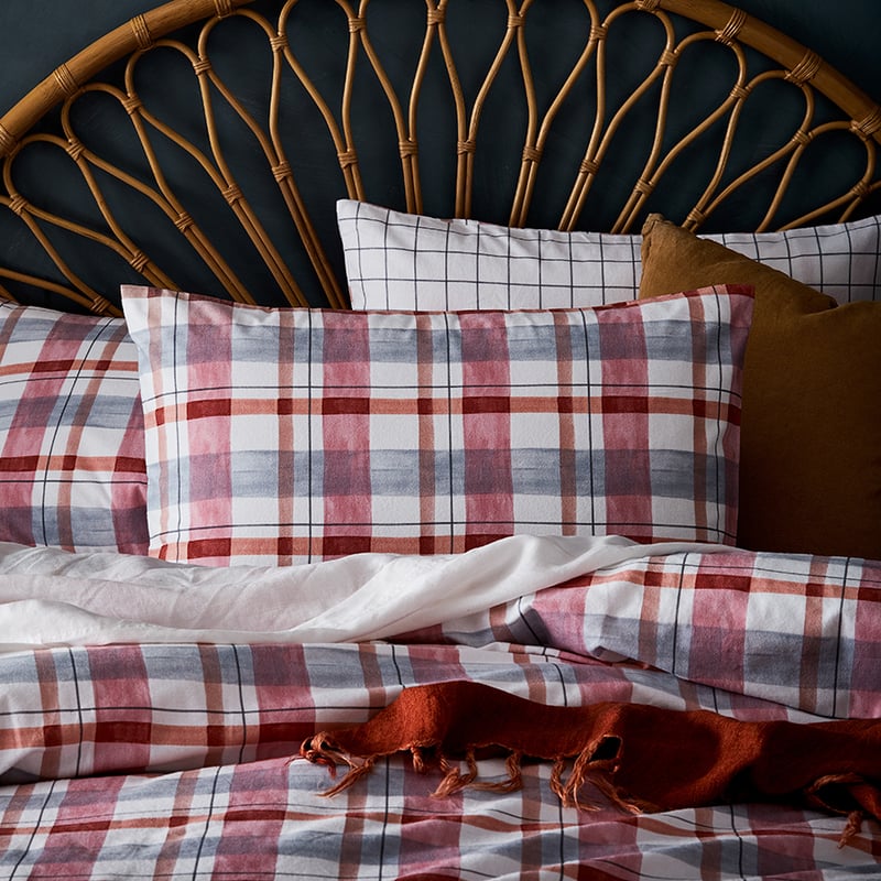 Printed Flannelette Watercolour Check Quilt Cover Set