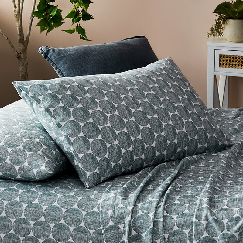 Printed Flannelette Sage Spot Sheet Set