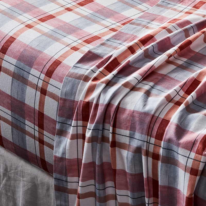 Printed Flannelette Watercolour Check Sheet Set