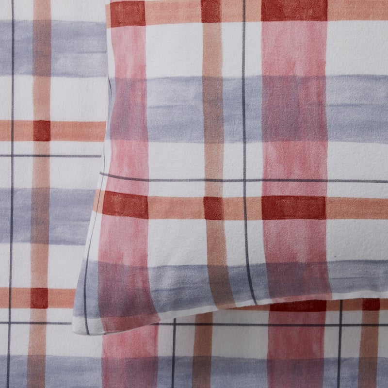 Printed Flannelette Watercolour Check Sheet Set