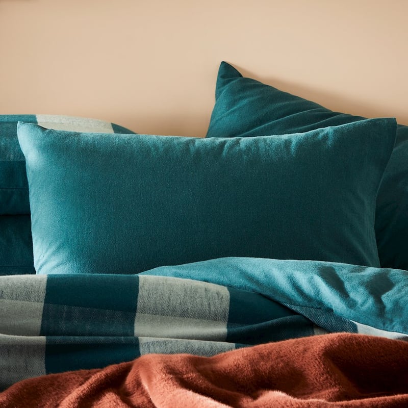 Super Soft Brushed Flannelette Pine Check Quilt Cover + Pillowcases