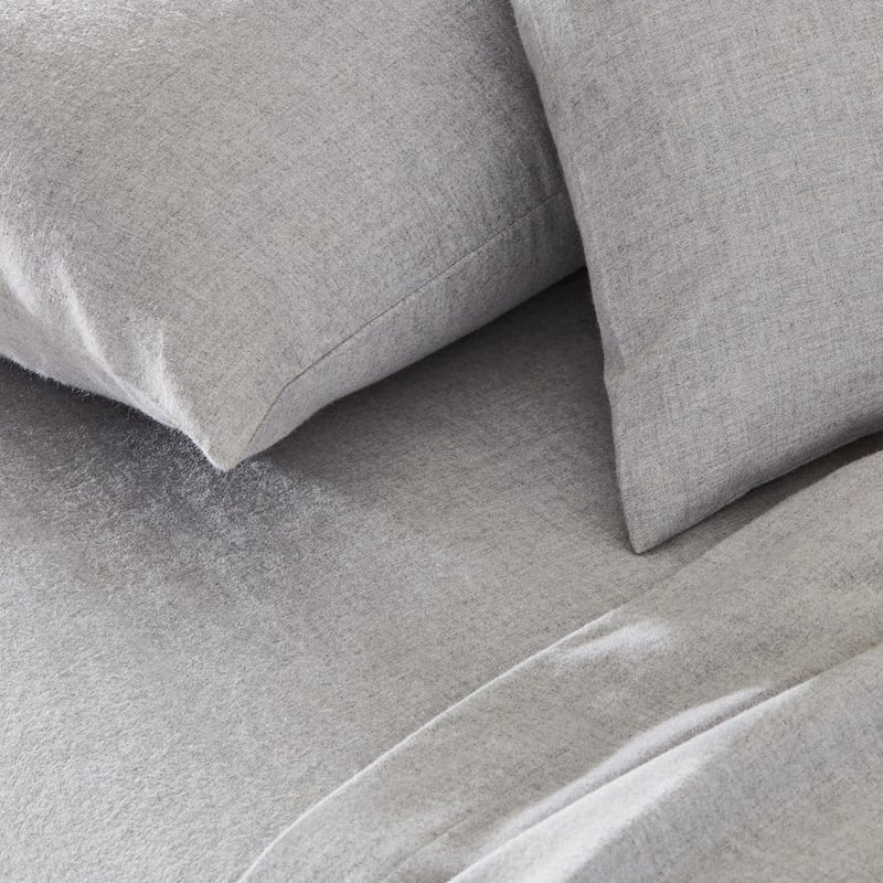 Super Soft Brushed Flannelette Silver Sheet Separates + Pillowcases