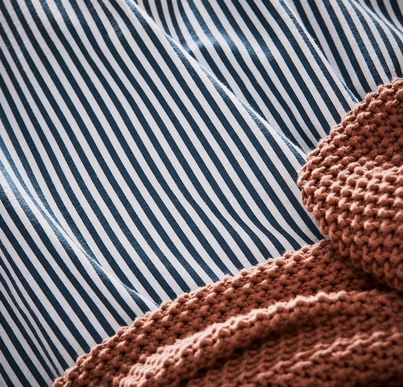 Printed Flannelette Blue Stripe Quilt Cover Set