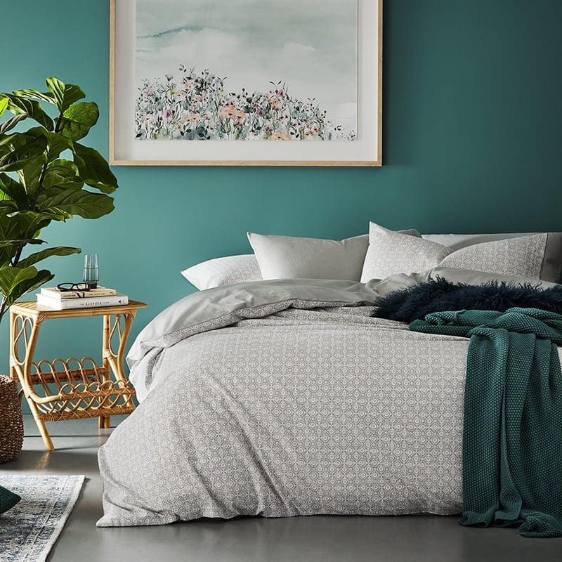 Printed Flannelette Grey Moroccan Quilt Cover Set