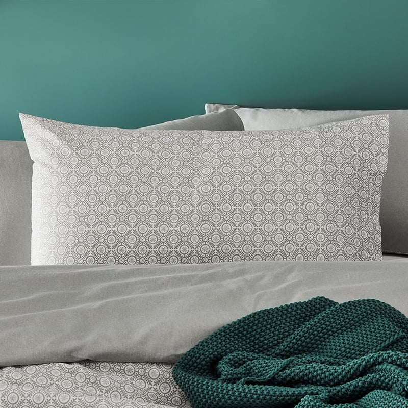 Printed Flannelette Grey Moroccan Quilt Cover Set