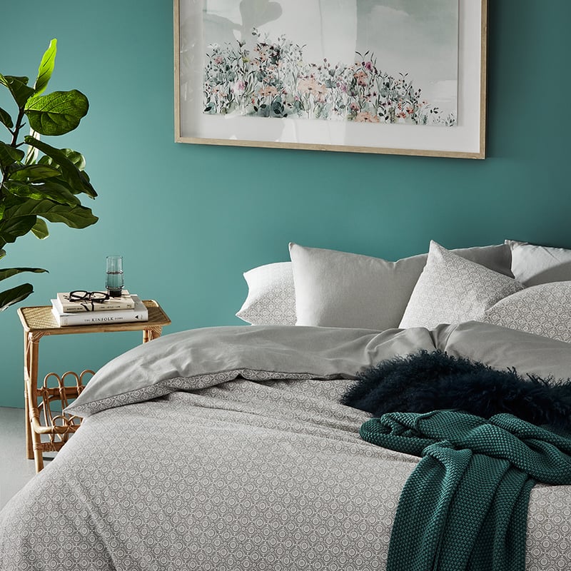 Printed Flannelette Grey Moroccan Quilt Cover Set