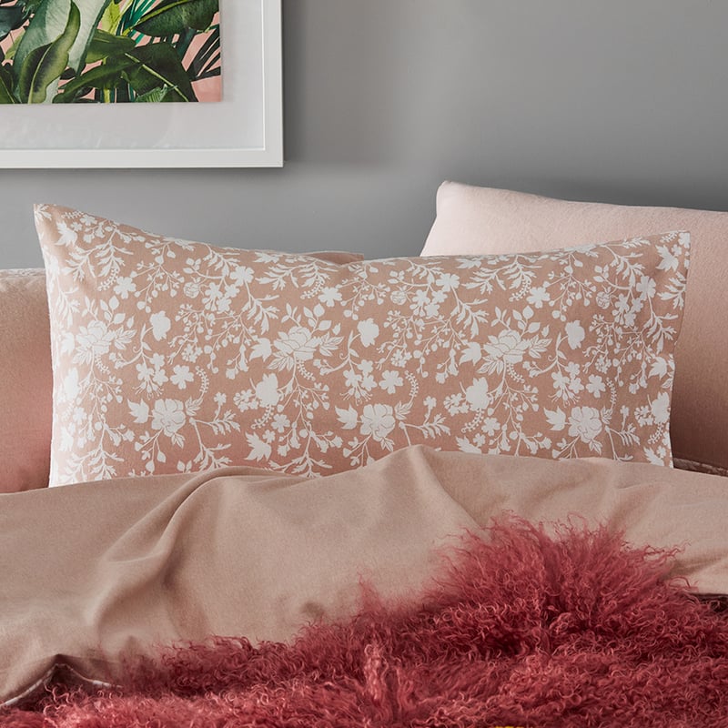 Printed Flannelette Pink Floral Quilt Cover Set