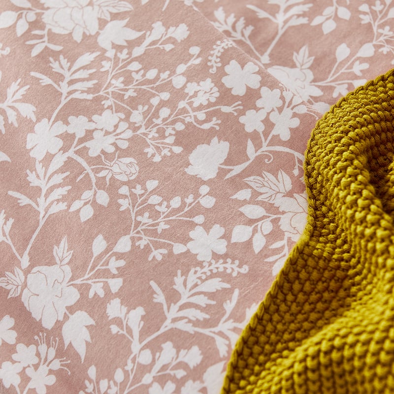 Printed Flannelette Pink Floral Quilt Cover Set