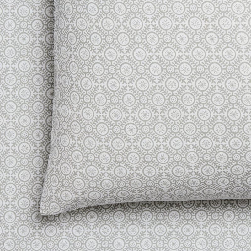 Printed Grey Moroccan Flannelette Sheet Set