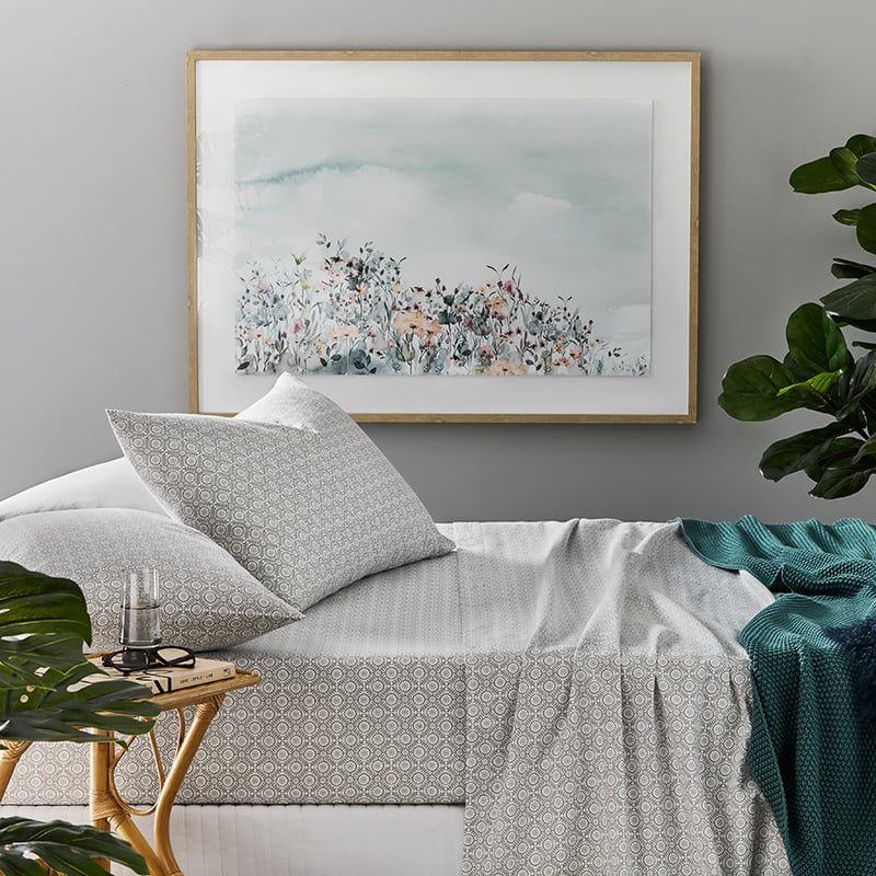 Printed Grey Moroccan Flannelette Sheet Set