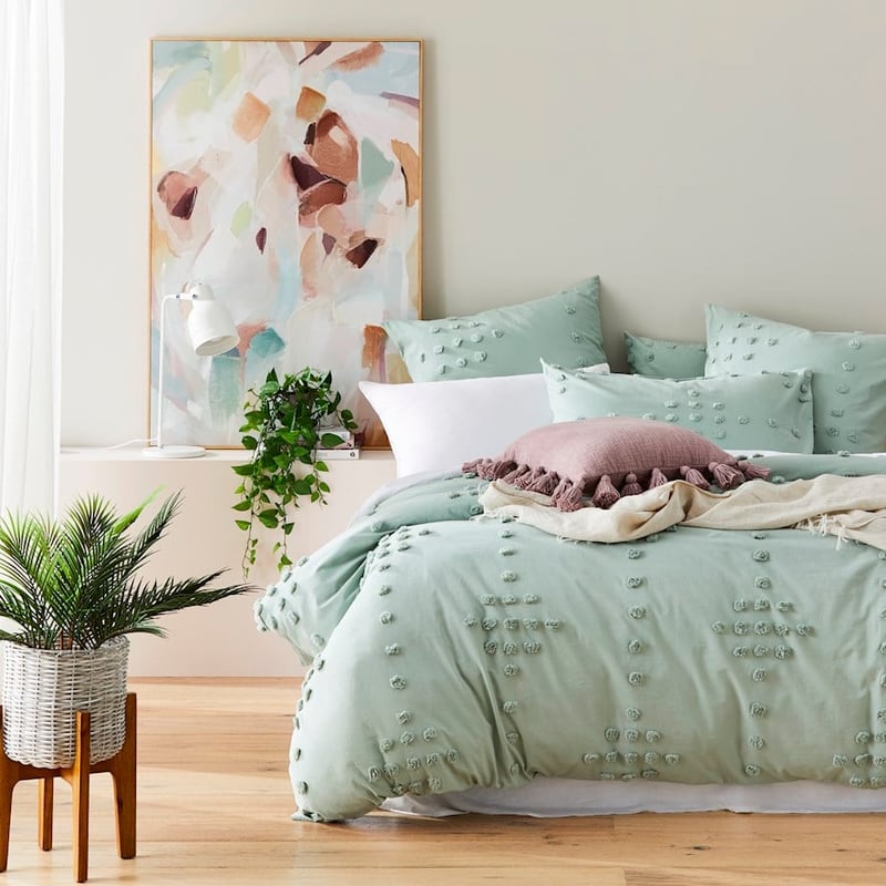 Logan Chenille Mint Quilt Cover Set