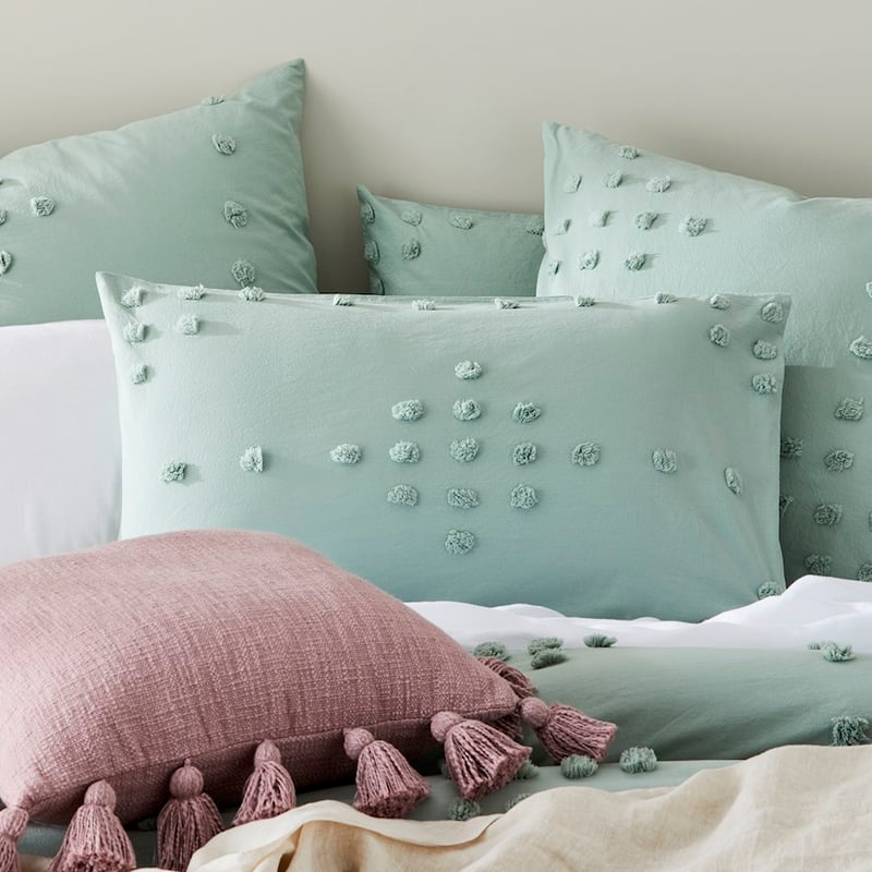 Logan Chenille Mint Quilt Cover Set