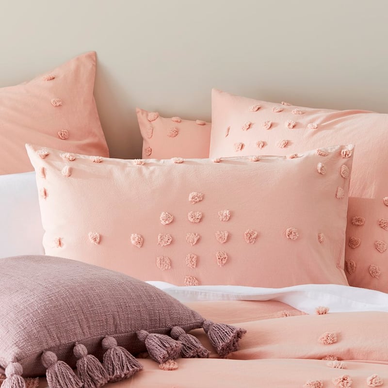 Logan Chenille Pink Quilt Cover Set