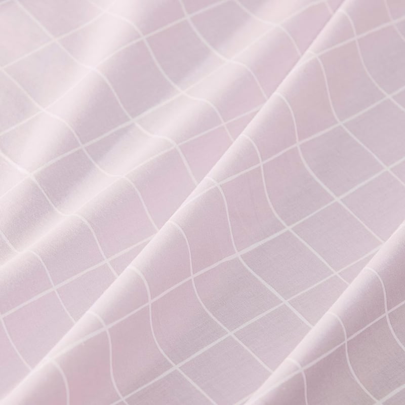 Perfect Cotton Percale Pink Grid Sheet Set