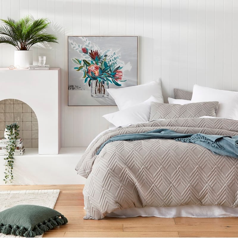 Aiden Grey Quilted Microfibre Quilt Cover Set