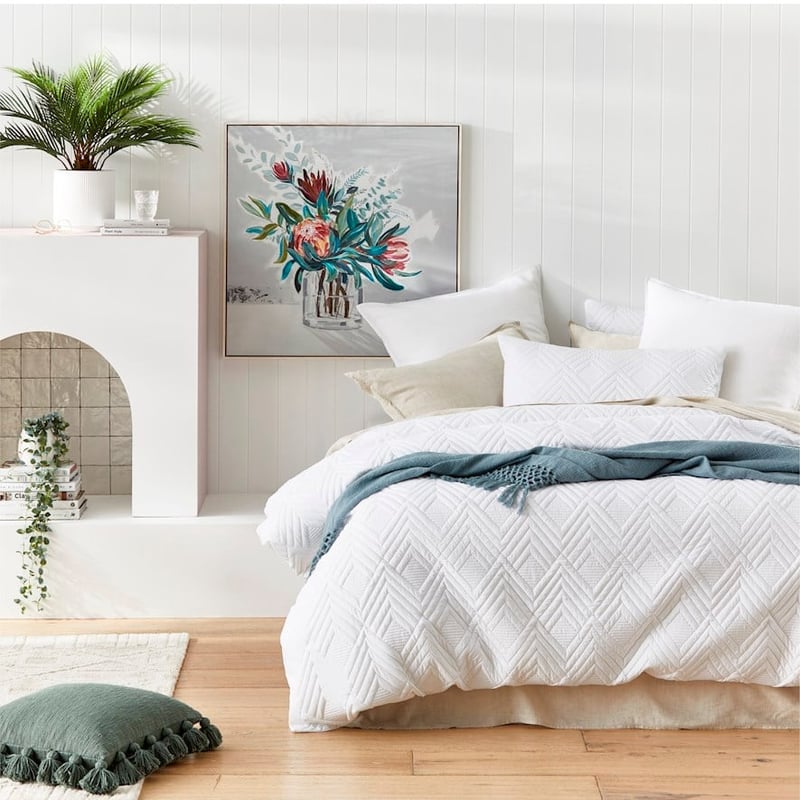 Aiden White Quilted Microfibre Quilt Cover Set