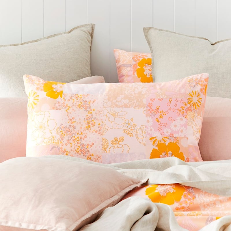 Sophia Patchwork Mustard Quilted Quilt Cover Set